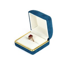 金邊法蘭絨飾品禮物盒 藍色戒指盒, 1個
