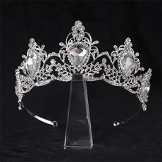 Lunaglam 奢華水晶裝飾新娘婚禮皇冠頭飾 WC540, 銀白色, 1個