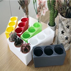 彩色花盆 5種組, 白、灰、黃、綠、紅