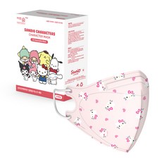 어린숨 엣지 산리오 패턴 컬러마스크 새부리형 대형, 30개입, 1개, 헬로키티