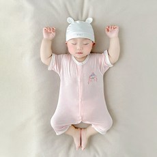 Bebeniz 嬰幼兒透氣動物臉粉彩網眼短袖連身衣