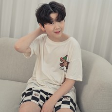 CocoDream 青少年學生款幸運小狗狗短袖+短褲睡衣套裝