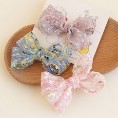 HARAROI 女童用活潑旋律蝴蝶結髮夾3件組