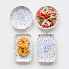 NICOTT 家用圓形方形餐盤組, 圓盤 2p + 方盤 2p, 1套, 混色