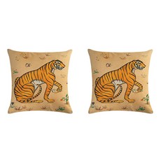 在田野奔跑的動物們 布質抱枕套 2件組