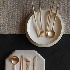 Notdam 韓式傳統鍛造銅器 西式甜點餐具 2人份全套組, 1套, 湯匙 2入+叉子 2入+刀子 2入+筷子 2入, 單色