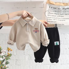 BEBENIZ 孩童小熊長袖口袋長褲組