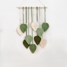 힘룸 인테리어 마크라메 벽장식, 화이트 + 그린