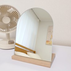 Onmom Company 迷你纖薄立式化妝台拱形玻璃鏡, 原木色