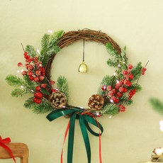 ScentBasket 聖誕鹿長果LED圓形花環套組 紅莓, 混合顏色, 1套