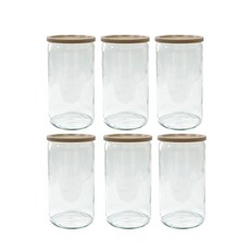 WECK 直筒型玻璃瓶身 6入 + PE 米色蓋 6入 組 No.974, 1590ml, 1套