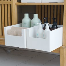 GAKYU 軌道型PANTRY縫線皮革生活收納箱, 2個, 白色