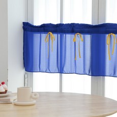 Maison Textile ChouChou 雪紡遮蔽短簾 蝴蝶結款, 藍色