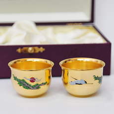 Aterina 雙層真空純金電鍍燒酒杯2p+絨盒套組, 1套, 金子