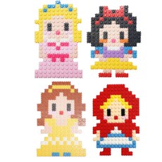 Block N Story 10mm 造型積木 4合1套組 (森林公主 + 蘋果公主 + 美女公主 + 小紅帽公主), 1組, 貝爾公主款+白雪公主款+睡美人款+小紅帽款
