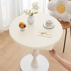 GUNU 미끄럼방지 워셔블 스판 원형 테이블보, 60 x 60 cm, 화이트, 1개