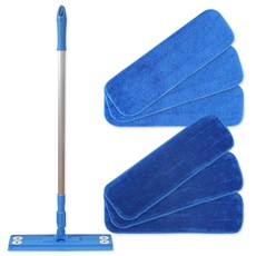 청소밀대 블루 + 극세사패드 컷팅 3p + 루프 3p 세트, 1세트