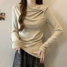 소니오 여성용 사선 매듭 긴팔 티셔츠