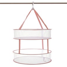 曬衣架網袋 圓形2層, 1個, 粉紅色