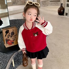 Starbean 女童毛絨熊休閒棒球外套