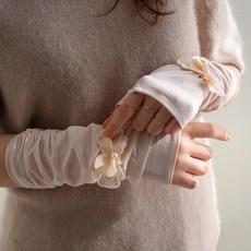 바비수 여성용 도로시 플라워 진주 핸드워머 팔토시 양손 세트