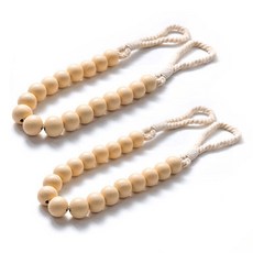 펠리스제이 알록달록 구슬 커튼끈 74cm, 베이지, 2개