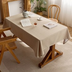 맙소샵 내추럴 무지 패브릭 식탁보 HR2702, 베이지, 1개, 140 x 180 cm