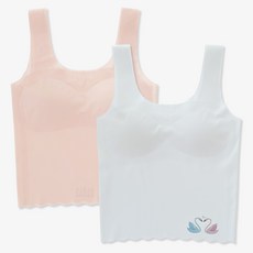 Juniday 女童無痕長版馬卡龍學生Bra Top 2件組
