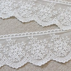 슈슈룸 蕾絲 棉質蕾絲 網紗蕾絲 梭織蕾絲 270cm 23 網紗 松樹, 23 網紗蕾絲-松樹, 白色, 1個