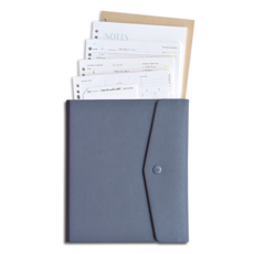 PLEPIC Slim Fit A5 Binder 手拿包日記本 6 球, 煙熏藍, 1個