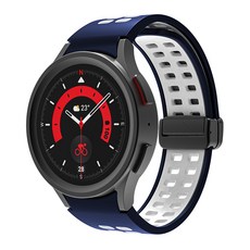 HAMATE Galaxy Watch 相容 Extreme 磁吸矽膠錶帶, 海軍藍白