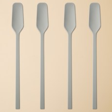 Easy Sili 方形矽膠多用途茶匙/奶油匙/果醬匙, 4個, 灰色