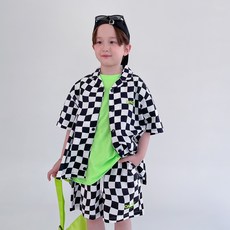 베리클로젯 남아용 통기성 원스 체커 블랙홀 셔츠