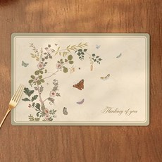 Make Mine 高級風格防水防油矽膠皮革餐墊, 45 x 30 cm, 1個, 蝴蝶6