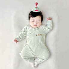 베베니즈 신생아용 미니동물 자가드 배냇 우주복