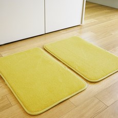 inroom 素色柔軟腳踏墊 2件組, 黃色 Y