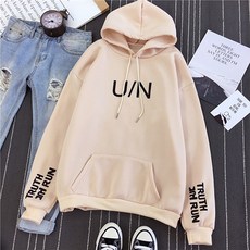 RUN 기모 레터링 오버핏 임산부 후드티 상의