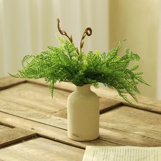 센트바스켓 조화 트로피칼 그린 식물 + 샌드 화병 세트, 레이스, 1세트