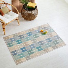 Modern House 繞線圖案竹蓆, 藍色