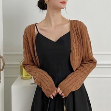 針織女款麻花開襟短版罩衫