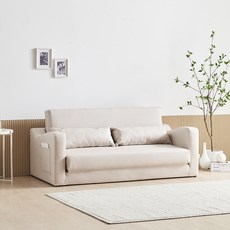 수오 로즈망 패브릭 패턴 인조 방수가죽 접이식 3인용 소파베드 HJ-Z-04-3 방문설치, 아이보리