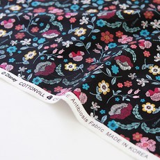 COTTONVILL 20支棉花朵圖案布料, 黑色