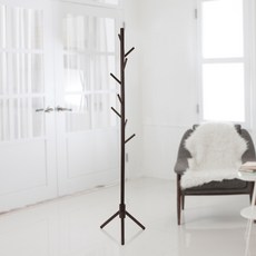 나인 원목 스탠드 옷걸이 175cm, 다크브라운