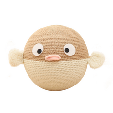 김멍냥 고양이 복어 스크래쳐 볼 토이, 베이지, 1개