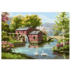 코쿼드 DIY 명화그리기 유화 그림 세트 600 x 750 mm, H06 물레방아 오두막, 1개