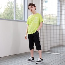 키스포 남아용 냉감 통기성 쥬얼리데일리 7부 상하의 세트