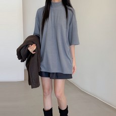 Bori 刷毛羅紋半高領孕婦T恤 a86