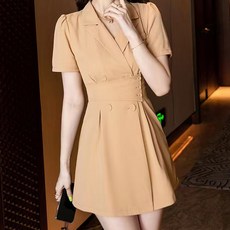 Diamant 女款Freesie鈕扣裝飾夾克式連身裙 DI-20008 含大尺碼, 米色