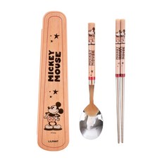 LILFANT 米奇不鏽鋼餐具組, 混色, 餐具盒+湯匙+筷子, 1組
