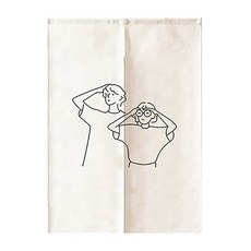 Ahope 可愛情侶線條印花隔間窗簾 對開式, Type 01